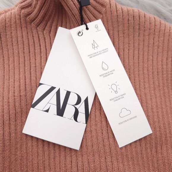 Zara Turtleneck Sleeveless Ribbed Sweater Top Womens Size Medium - Picture 8 of 9